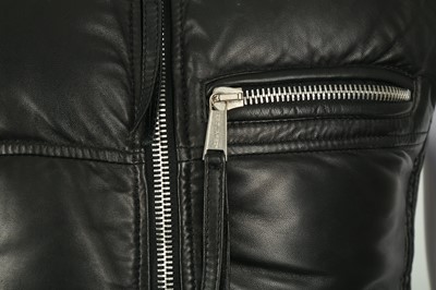 Lot 221 - Dsquared2 Black Leather Quilted Gilet - Size 46