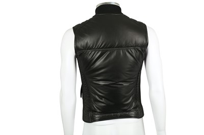 Lot 221 - Dsquared2 Black Leather Quilted Gilet - Size 46