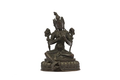 Lot 636 - A NEPALESE BRONZE FIGURE OF TARA.