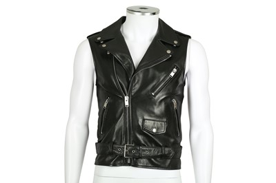 Lot 222 - Saint Laurent Black Leather Gilet - Size 46