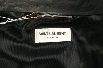 Lot 222 - Saint Laurent Black Leather Gilet - Size 46