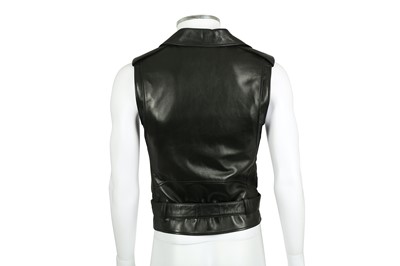 Lot 222 - Saint Laurent Black Leather Gilet - Size 46