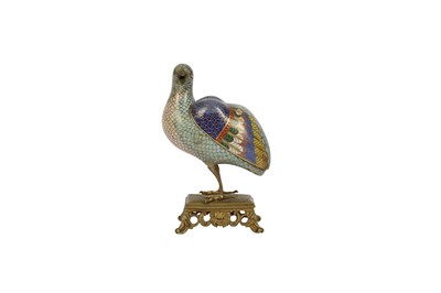 Lot 79 - A CHINESE CLOISONNÉ ENAMEL 'QUAIL' INCENSE BURNER.