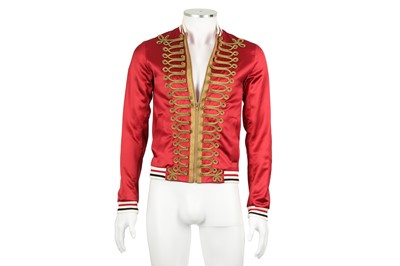 Lot 1 - Dior Red Silk Military Bomber Jacket - Size 44