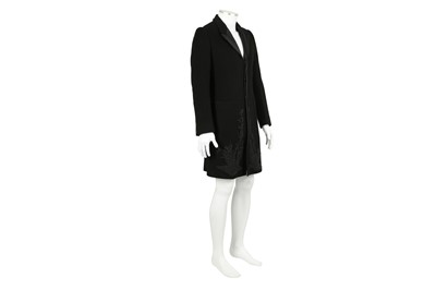 Lot 197 - Alexander McQueen Black Cashmere Bird Motif  Coat - Size 48