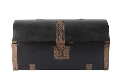 Lot 270 - AN INDIAN EBONISED TEAK DOMED CASKET, 20TH CENTURY