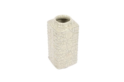 Lot 505 - A CHINESE CRACKLE-GLAZED CONG-SHAPED VASE.