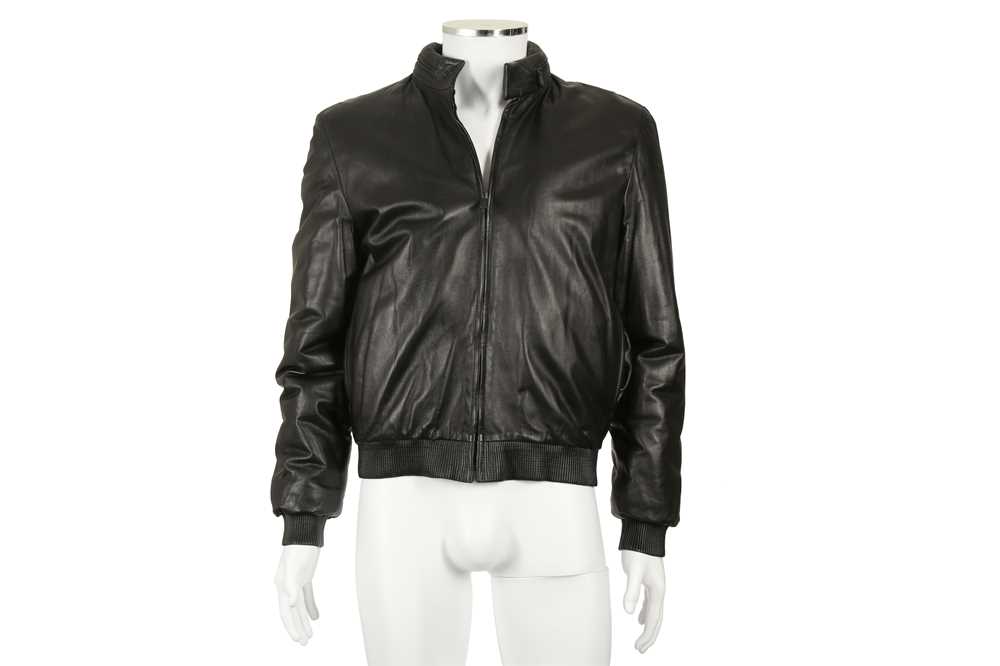 Lot 225 - Alexander McQueen Black Leather Bomber Jacket