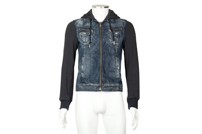 Lot 55 - Dolce & Gabbana Blue Hooded Denim Jacket - Size 44