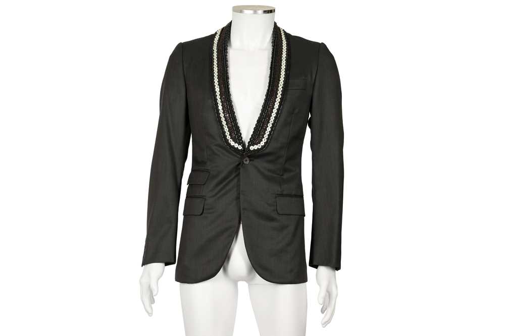 Lot 201 - Alexander McQueen Black Beaded Blazer - Size 46