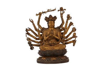 Lot 506 - A CHINESE GILT-BRONZE FIGURE OF BODHISATTVA CUNDI.
