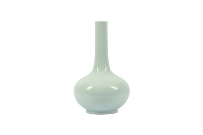 Lot 431 - A CHINESE PALE BLUE-GLAZED BOTTLE VASE.