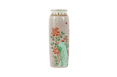 Lot 668 - A CHINESE FAMILLE VERTE 'PEONIES' SLEEVE VASE.