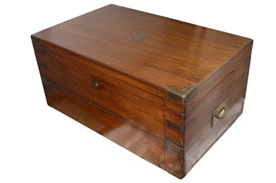 Lot 272 - AN INDIAN BRASS BOUND CAMPAIGN WRITING BOX, CONTEMPORARY