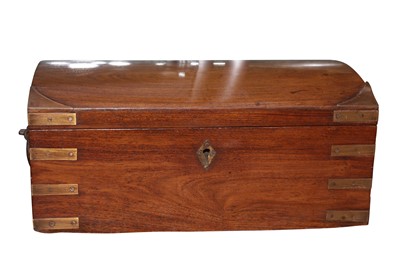 Lot 271 - AN INDIAN BRASS BOUND CAMPAIGN STYLE VANITY CASE, CONTEMPORARY