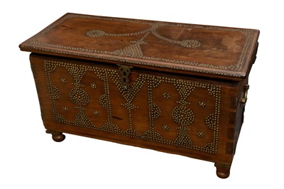 Lot 211 - AN INDIAN RECTANGLAR IRON BOUND COFFER, LATE 20TH CENTURY