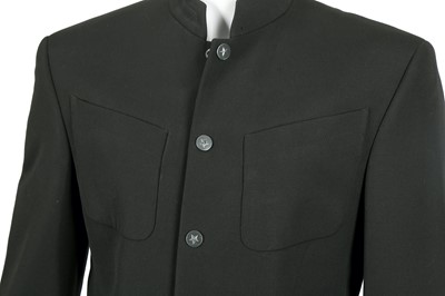 Lot 233 - Thierry Mugler Black Wool Mandarin Collar Suit - Size 46