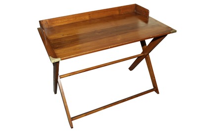 Lot 216 - AN ANGLO INDIAN CAMPAIGN WRITING TABLE, CONTEMPORARY