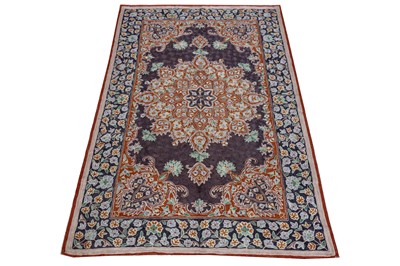 Lot 355 - AN INDIAN EMBROIDERED RUG, 20TH CENTURY
