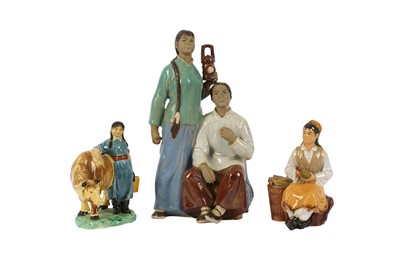 Lot 423 - THREE CHINESE CULTURAL REVOLUTION CERAMIC FIGURES.