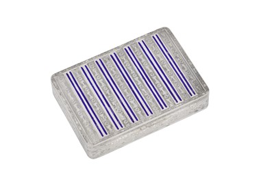 Lot 111 - An early 20th century German sterling silver enamel cigarette case or box, import marks for London 1927 by George Stockwell