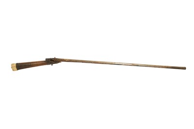 Lot 429 - λ A GOLD-DAMASCENED STEEL BARREL FROM AN OTTOMAN RIFLE (SHISHANA) WITH ITS WALNUT AND IVORY STOCK