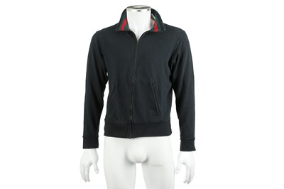 Lot 86 - Gucci Navy Cotton Zip Up Jumper - Size S