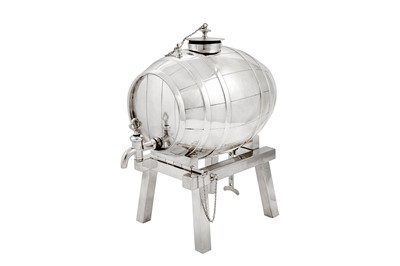 Lot 78 - An early 20th century silver plated (EPNS) spirit barrel, Sheffield circa 1910
