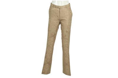 Lot 148 - Gucci Beige Damask Woven Bootcut Trousers - Size 46