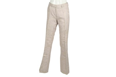 Lot 11 - Gucci Pale Pink Damask Silk Bootcut Trouser - Size 44