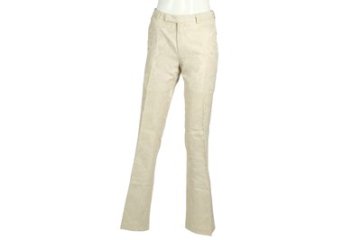 Lot 147 - Gucci Cream Damask Silk Bootcut Trousers - Size 44