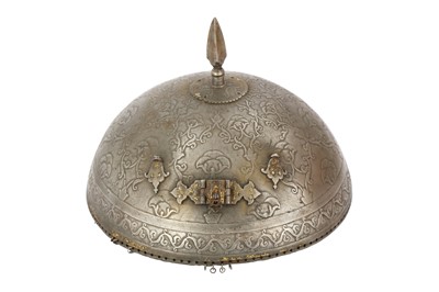 Lot 436 - AN INDIAN STEEL HELMET (KHULA KHUD)