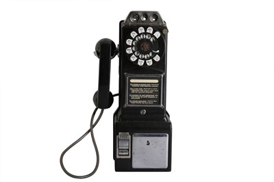 Lot 949 - A WESTERN ELECTRIC BLACK METAL AND CHROME WALL MOUNTED TELEPHONE, 20TH CENTURY