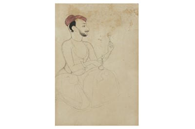 Lot 411 - A TINTED DRAWING OF AN INDIAN NOBLEMAN