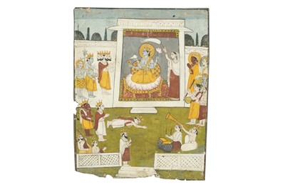 Lot 393 - PAYING RESPECT TO VISHNU, THE HINDU GOD OF PRESERVATION