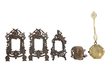 Lot 930 - A PAIR OF BRONZED METAL BAROQUE TASTE  FRAMES, 20TH CENTURY