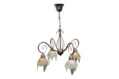Lot 1116 - A DISTRESSED GILT METAL HANGING LIGHT, LATE 20TH CENTURY