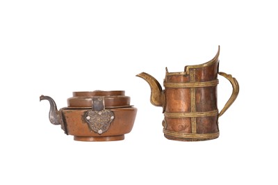 Lot 629 - TWO TIBETAN RITUAL COPPER VESSELS.