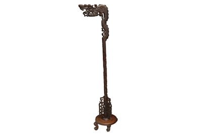 Lot 1084 - A CHINESE HARDWOOD LANTERN LAMP, CONTEMPORARY