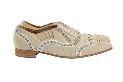 Lot 160 - Christian Louboutin Beige Slip On Brogue - Size 41