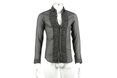 Lot 29 - Burberry Grey Ruched Sheer Shirt - Size 38