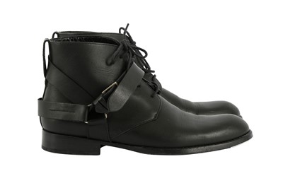 Lot 244 - Dior Black Lace Up Buckle Detail Ankle Boot- Size 39