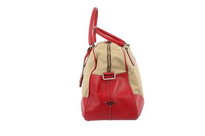 Lot 5 - Prada Red Canapa Canvas Travel Bag