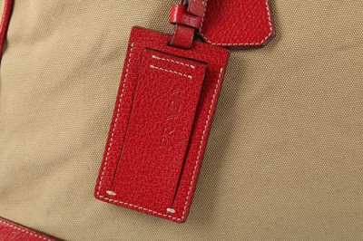 Lot 5 - Prada Red Canapa Canvas Travel Bag