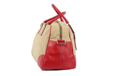 Lot 5 - Prada Red Canapa Canvas Travel Bag