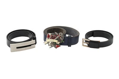 Lot 248 - Three Gucci Black And Blue Belts