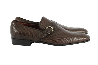 Lot 132 - Gucci Brown Lizard Slip On Buckle Loafer - Size 40