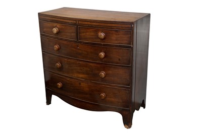 Lot 245 - A MAHOGANY BOWFRONT CHEST, 19TH CENTURY