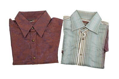Lot 18 - Two Burgundy Cotton Print Shirts - Size S