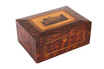 Lot 187 - A 19TH CENTURY BURR WALNUT TUNBRIDGE WARE WORK BOX